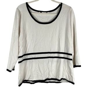 Cato White Sweater Black Outline 3/4 Sleeve XL Top